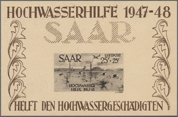 20716 Saarland (1947/56): 1948, Hochwasser-Flugpostblock Als Ministerblock Auf Kartonpapier Ohne Gummierun - Neufs