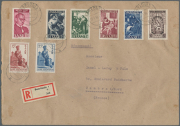 20722 Saarland (1947/56): 1949, Volkshilfe Kompletter Satz Mit Beifrankatur Auf R-Brief Von "SAARLOUIS 2.1 - Neufs