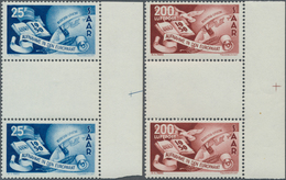 20727 Saarland (1947/56): 1950, 25 Fr. Und 200 Fr. Europarat, Komplette Postfrische Garnitur Der Zwischens - Neufs
