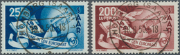 20728 Saarland (1947/56): 1950, Europarat Glaskalr Zentrisch Gestempelter Luxussatz - Ongebruikt