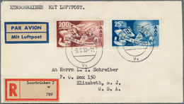 20729 Saarland (1947/56): 1950, 25 Fr. Und 200 Fr. Europarat Auf Einschreibe-FDC Aus "SAARBRÜCKEN Vs 9.9.5 - Ungebraucht