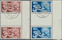 20730 Saarland (1947/56): 1950, 25 Fr. - 200 Fr. Europarat Beide Werte In Senkrechten Zwischenstegpaaren V - Unused Stamps