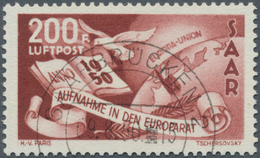 20732 Saarland (1947/56): 1950, 200 Fr. Europarat Mit Plattenfehler "Punkt Nach F", Tadellos Gestempelt "S - Unused Stamps