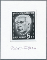 20733 Saarland (1947/56): 1957, Heuss, Künstler-Essay In Abweichender Zeichnung Und Nominalangabe Auf Glan - Unused Stamps