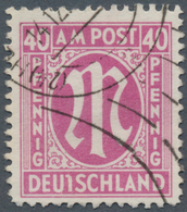20748 Bizone: 1945/1946, 40 Pfg. AM-Post Rosakarmin In Zähnung L 11 X 11 1/2 Entwertet (24) HAMBURG- WANSB - Other & Unclassified
