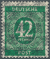20773 Bizone: 1948: 42 Pfg Ziffernserie Grün Mit DOPPELTEM, KOPFSTEHENDEM Posthörnchen-Netzaufdruck. Attes - Autres & Non Classés