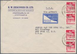 20794 Bizone - Flugpost-Zulassungsmarke: 1948, JEIA-Zulassungsmarke Auf Luftpost-Überseebrief Aus "STUTTGA - Other & Unclassified