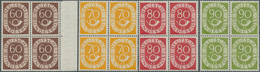 20814 Bundesrepublik Deutschland: 1951, Posthorn, 2 Pfg. Bis 90 Pfg., Kompletter VIERERBLOCK-SATZ In Norma - Andere & Zonder Classificatie