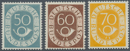 20829 Bundesrepublik Deutschland: 1951, 50 - 70 Pfg. Posthorn, Tiefgeprüft Schlegel BPP, Mi. 850,- Euro - Other & Unclassified