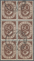 20831 Bundesrepublik Deutschland: 1951, 60 Pfg. Posthorn Im Sauber Gestempelten Sechserblock, Dabei Der Un - Autres & Non Classés