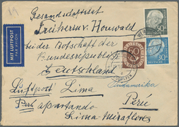 20833 Bundesrepublik Deutschland: 1951/1954, 30 Pf U. 50 Pf Heuss Auf Luftpostbrief Von WEMDING, 24.10.54, - Autres & Non Classés