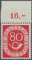 20835 Bundesrepublik Deutschland: 1951, 80 Pfg. Posthorn Vom Oberrand, Vorgefaltet, Unsigniert, Mi. 500,- - Other & Unclassified