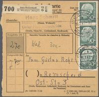 20849 Bundesrepublik Deutschland: 1961, Fünf Paketkartenstammteile Jeweils Mit Reiner Mehrfachfrankatur Da - Other & Unclassified