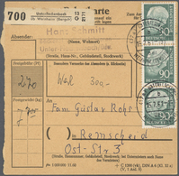 20849 Bundesrepublik Deutschland: 1961, Fünf Paketkartenstammteile Jeweils Mit Reiner Mehrfachfrankatur Da - Sonstige & Ohne Zuordnung