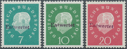 20859 Bundesrepublik Deutschland: 1959, Versuchsdrucke Der Freimarken Heuss Medaillon, 7 Pf, 10 Pf Und 20 - Sonstige & Ohne Zuordnung