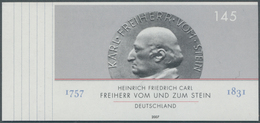 20921 Bundesrepublik Deutschland: 2007, 145 C. Freiherr Vom Und Zum Stein, Ungezähntes Randstück, Postfris - Other & Unclassified