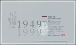 20923 Bundesrepublik Deutschland: 1999, Blockausgabe "50 Jahre Grundgesetz" Mit KOMPLETT UNGEZÄHNTE BLOCKM - Other & Unclassified