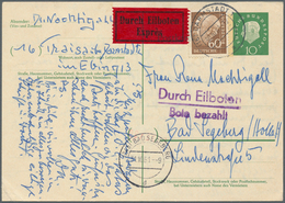 20949 Bundesrepublik - Ganzsachen: 1961, 10 Pf Grün Heuss Medaillon, Ganzsachenkarte Mit Fluoreszenz-Beidr - Autres & Non Classés
