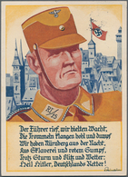 21044 Ansichtskarten: Propaganda: 1933, Dt. Reich. Farbkarte Zum "Reichsparteitag 1933" Mit Abb. "Kopfbild - Partis Politiques & élections