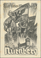 21052 Ansichtskarten: Propaganda: 1936, "Adolf-Hitler-Marsch Der HJ 1936 Nürnberg", S/w Propagandakarte, G - Parteien & Wahlen