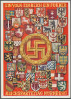21060 Ansichtskarten: Propaganda: 1938, "REICHSPARTEITAG NÜRNBERG EIN VOLK EIN REICH EIN FÜHRER", Farbige - Political Parties & Elections