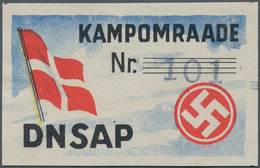 21069 Ansichtskarten: Propaganda: 1941 (ca.), Extrem Seltene Farbige Vignette Der NSDAP KAMPOMRAADE Aus Dä - Parteien & Wahlen