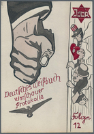 21085 Ansichtskarten: Propaganda: Antisemitismus - "JUDA - Deutsches Weißbuch Warschauer Protokolle", "Fol - Partis Politiques & élections
