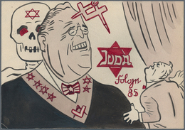 21154 Ansichtskarten: Propaganda: Antisemitismus - "JUDA - (Roosevelt)", "Folge 85", Zutiefst Antijüdische - Political Parties & Elections