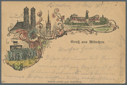 21196 Ansichtskarten: Vorläufer: 1885, MÜNCHEN, Mehrbildkarte Mit U.a. Frauenkirche, Gestempelt München, M - Zonder Classificatie