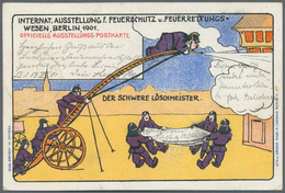 21206 Ansichtskarten: Motive / Thematics: FEUERWEHR: "INTERNAT. AUSSTELLUNG F. FEUERSCHUTZ" Ansichtskarte - Autres & Non Classés