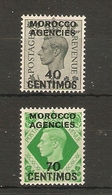 MOROCCO AGENCIES (SPANISH CURRENCY) 1937 - 1952 40c On 4d And 70c On 7d SG 169/170 UNMOUNTED MINT Cat £43.50 - Bureaux Au Maroc / Tanger (...-1958)