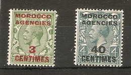 MOROCCO AGENCIES (FRENCH CURRENCY) 1917 3c On ½d And 40c On 4d SG 191, 196 SIMPLE CYPHER WATERMARK MOUNTED MINT Cat £5 - Morocco Agencies / Tangier (...-1958)