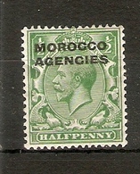 MOROCCO AGENCIES (BRITISH CURRENCY) 1914 - 1931 ½d SG 42  SIMPLE CYPHER WATERMARK MOUNTED MINT Cat £8.50 - Postämter In Marokko/Tanger (...-1958)