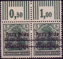 Poland 1918 / 19 Germania GGW Double Error Provisional Overprint Poczta Polska Pair Fi 7c B1 Signed MNH** W565 - Lettres & Documents