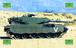 TANK MERKAVA PUZZLE OF 4 PHONE CARDS - Armée