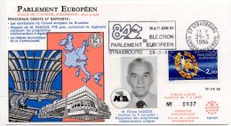 1984 -Strasbourg-Conseil De L'Europe -Parlement Européen -Mr Filotas KAZAZIS  Rapporteur Des Programmes Méditerranéens - Comunità Europea