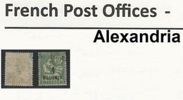 EGYPT FRANCE ISSUE FRENCH POST OFFICES 1921 -1923  ALEXANDRIA / ALEXANDRIE 4 M ON 10 CENT USED GREEN SG 65 - 1915-1921 Protettorato Britannico