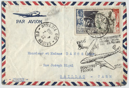 ENVELOPPE AVION  20e ANN. 1re LIAISON INDOCHINE France - 1927-1959 Briefe & Dokumente