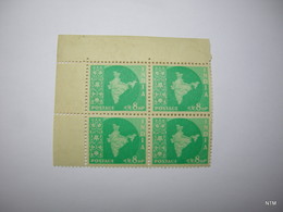 INDIA 1958. Map Of India. Water Mark: Ashokan, 8n.p. Turquoise, A Block Of 4. SG 404. MNH - Nuovi