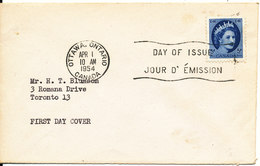 Canada FDC Ottawa Toronto 1-4-1954 - 1952-1960