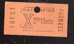 Paris  : Ticket De Métro  X  2e Classe   (PPP12477) - Europa