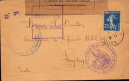 Lettre, Controle Postal Pontarlier Pour Leysin Suisse, 1915     (bon Etat) - Oblitérations