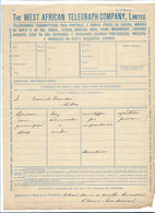 Portugal Télégramme Forme São Tomé Station C. 1910 The West African Telegraph Company Saint Thomas Telegram Form - Briefe U. Dokumente