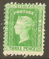 NSW 1882 3d Yellow-green P11 QV SG 226d HM #ALP168 - Nuovi