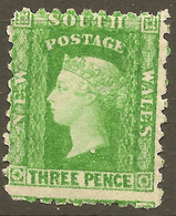NSW 1882 3d Yellow-green P10 QV SG 226 HM #ALP163 - Mint Stamps