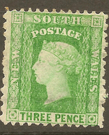 NSW 1882 3d Y-green P12x10 QV SG 226ca HM* #ALP164 - Ungebraucht