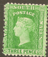 NSW 1882 3d Yellow-green P12 QV SG 226f HM #ALP165 - Ongebruikt