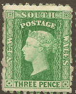 NSW 1882 3d Bl Green P10x11 QV SG 227c HM #ALP214 - Ongebruikt