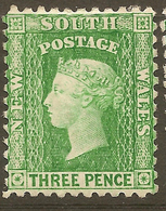 NSW 1882 3d Bluish Green P11 QV SG 227b HM #ALP215 - Nuevos