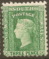 NSW 1882 3d Bluish Green P10 QV SG 227 HM #ALP216 - Mint Stamps